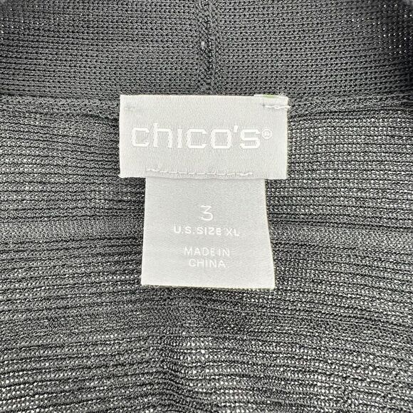 Chicos Black Open Cardigan Size XL Textured Stripe - Picture 4 of 5